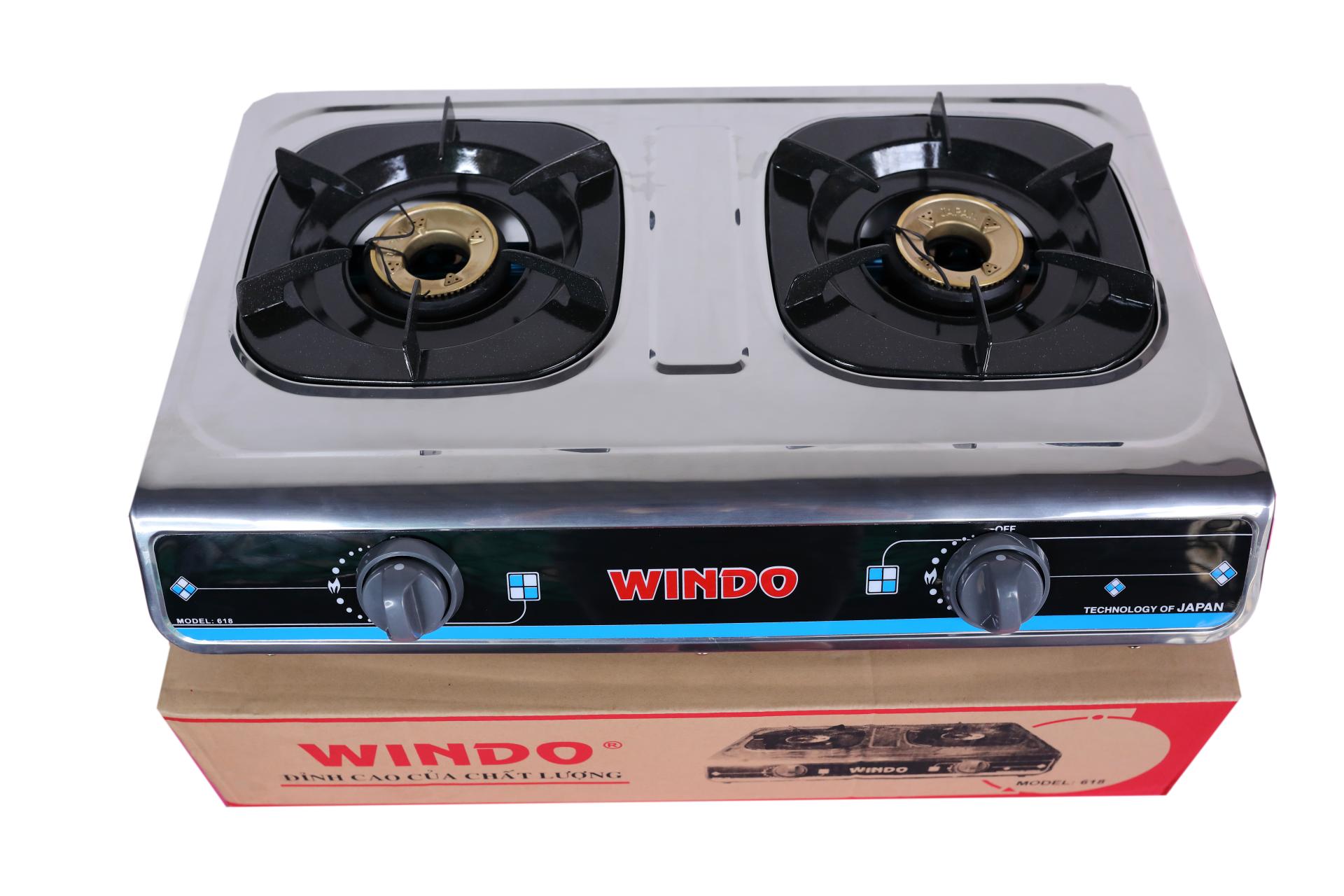 BẾP GAS ĐÔI MẶT INOX ĐỂ BÀN WINDO 618